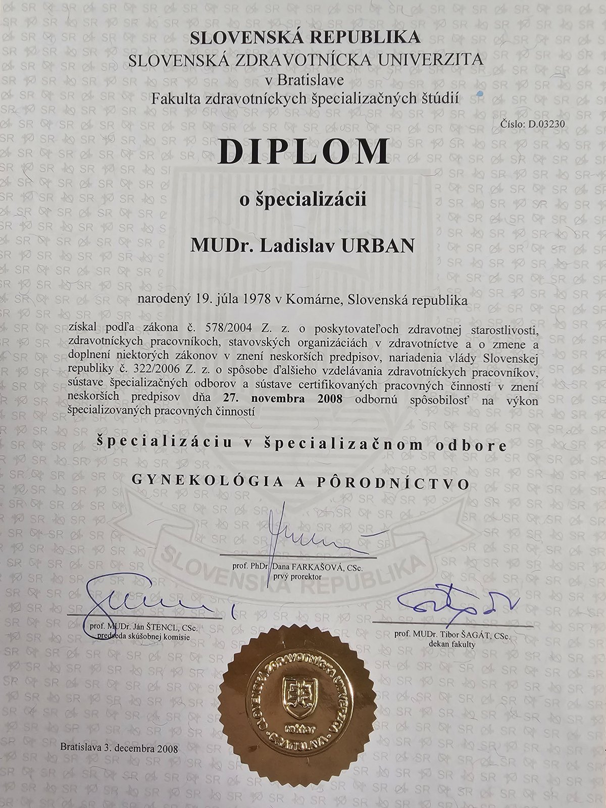 Špecializácia – gynekológia a pôrodníctvo